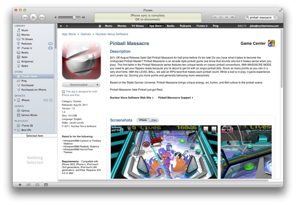 Pinball Massacre In App Store